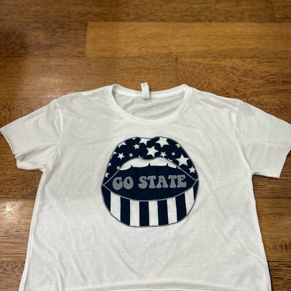 White Women’s PENN STATE T-Shirt with Blue Graphic